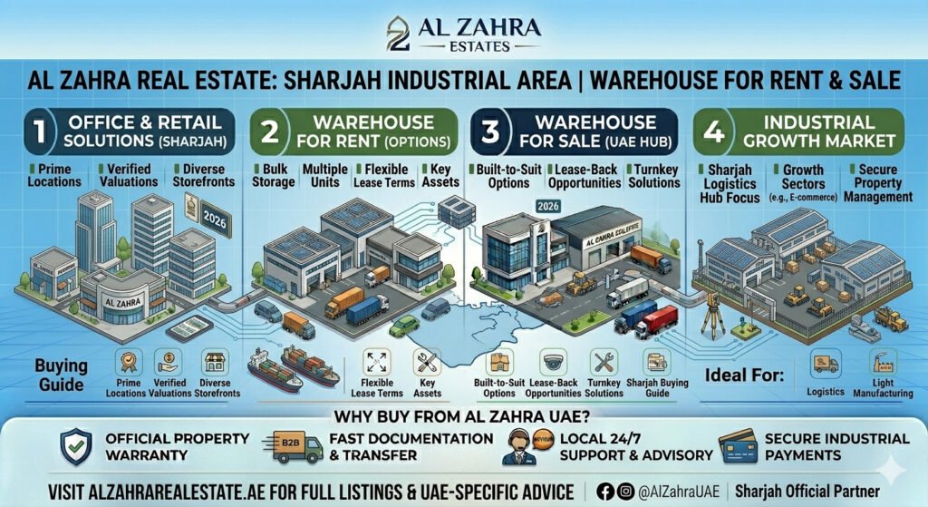 Warehouse for Rent & Sale in Sharjah Industrial Area | Al Zahra Real Estate